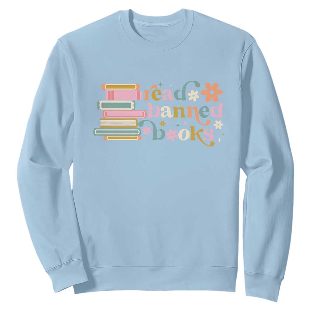 Vintage Read Banned Books Sweatshirt TS10 Light Blue Print Your Wear