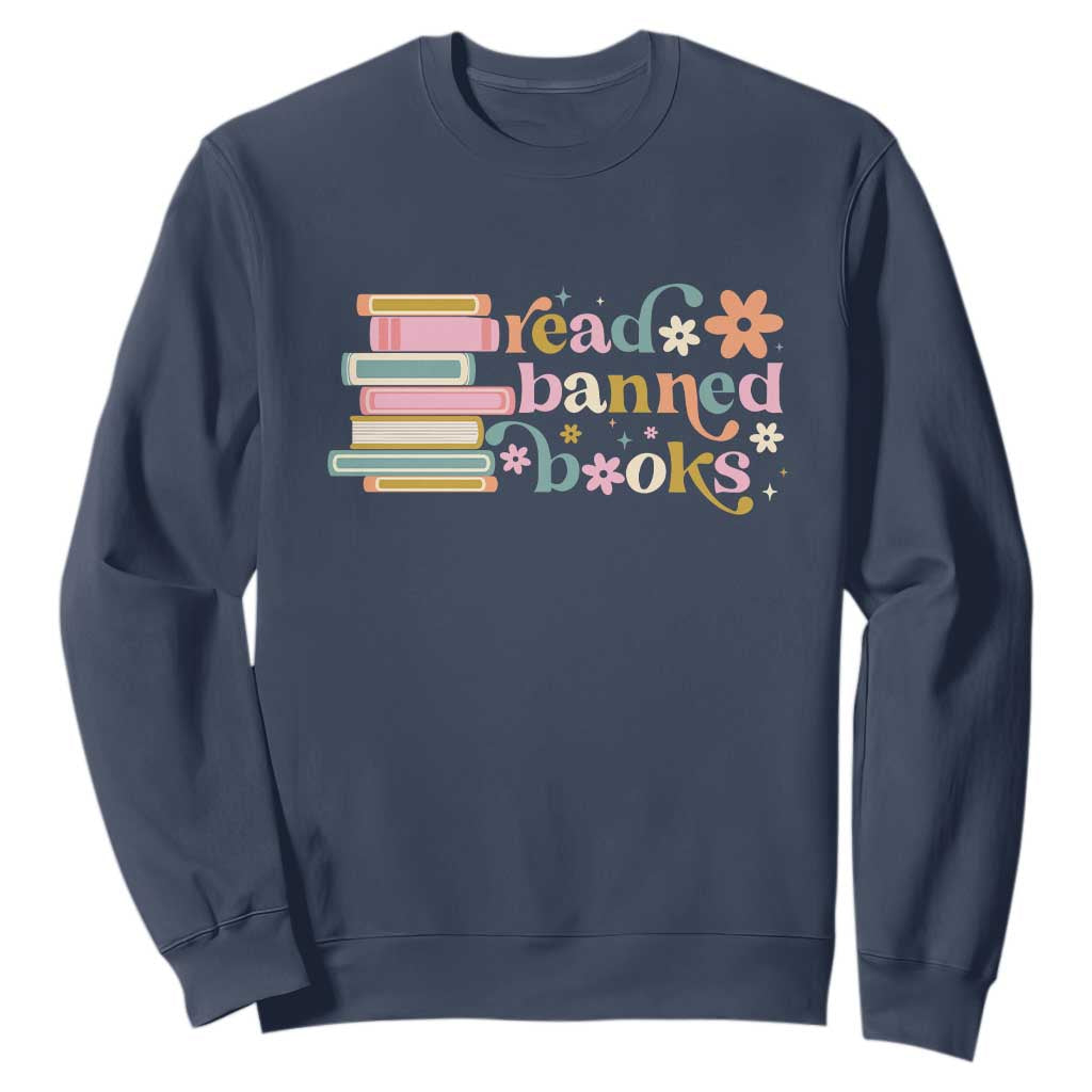 Vintage Read Banned Books Sweatshirt TS10 Navy Print Your Wear