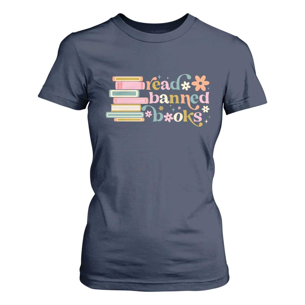 Vintage Read Banned Books T Shirt For Women TS10 Navy Print Your Wear