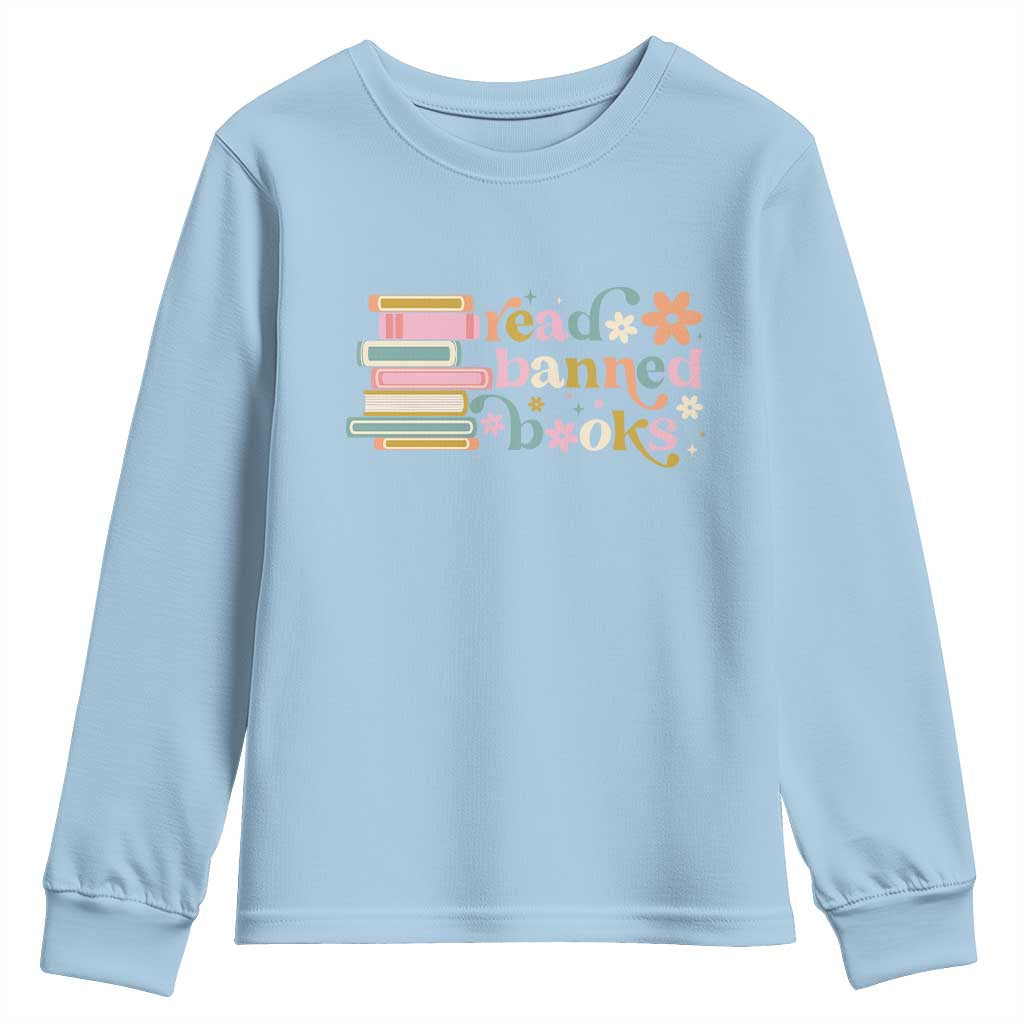 Vintage Read Banned Books Youth Sweatshirt TS10 Light Blue Print Your Wear