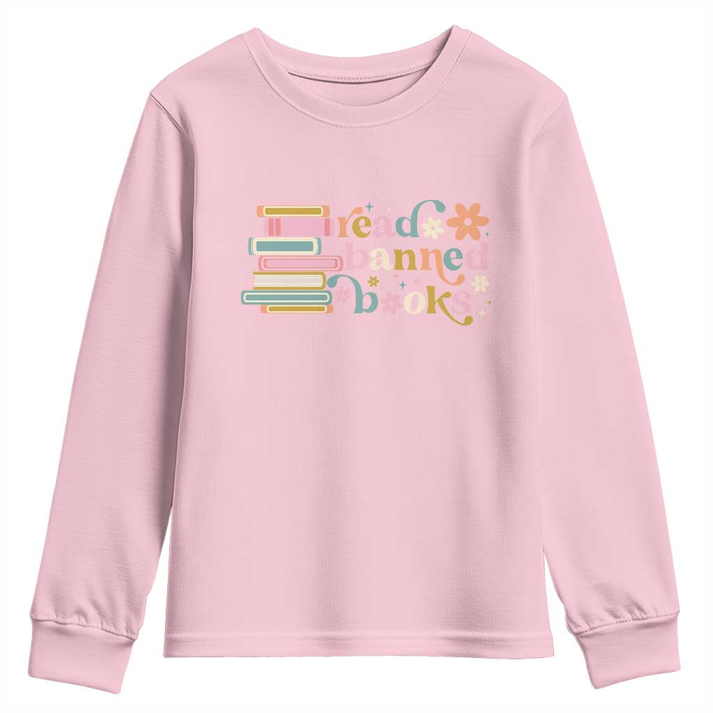 Vintage Read Banned Books Youth Sweatshirt TS10 Light Pink Print Your Wear