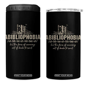 Abibliophobia 4 in 1 Can Cooler Tumbler Funny Reading Bookworm Book Lover Reader Gift TS10 One Size: 16 oz Black Print Your Wear