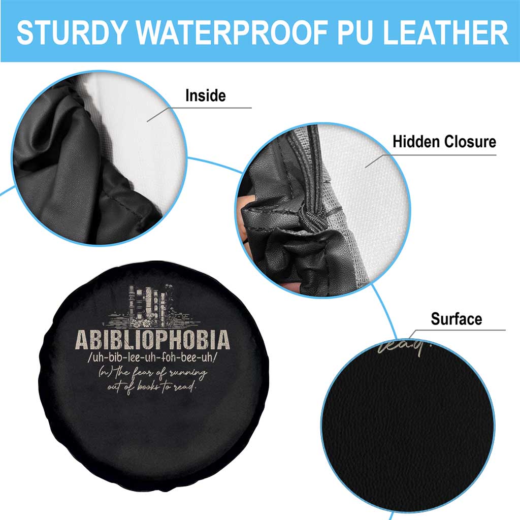Abibliophobia Spare Tire Cover Funny Reading Bookworm Book Lover Reader Gift TS10 Print Your Wear