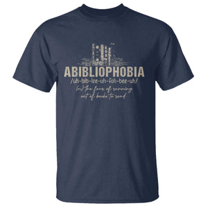 Abibliophobia T Shirt Funny Reading Bookworm Book Lover Reader Gift TS10 Navy Print Your Wear