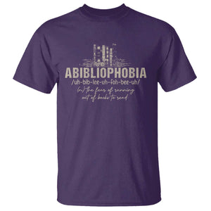 Abibliophobia T Shirt Funny Reading Bookworm Book Lover Reader Gift TS10 Purple Print Your Wear