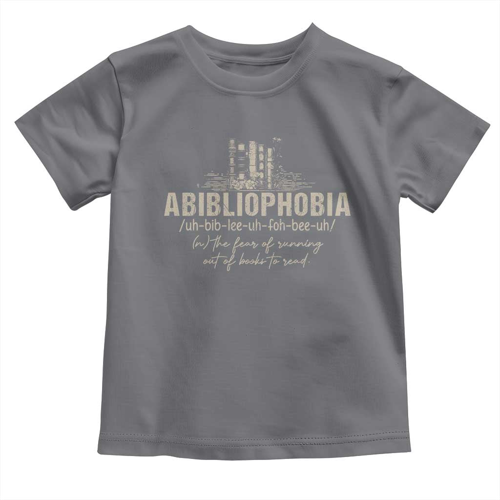 Abibliophobia Toddler T Shirt Funny Reading Bookworm Book Lover Reader Gift TS10 Charcoal Print Your Wear