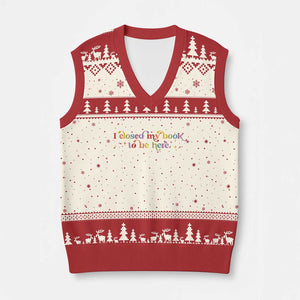 I Closed My Book to Be Here V-Neck Knit Sweater Vest TS10 Beige Red Print Your Wear