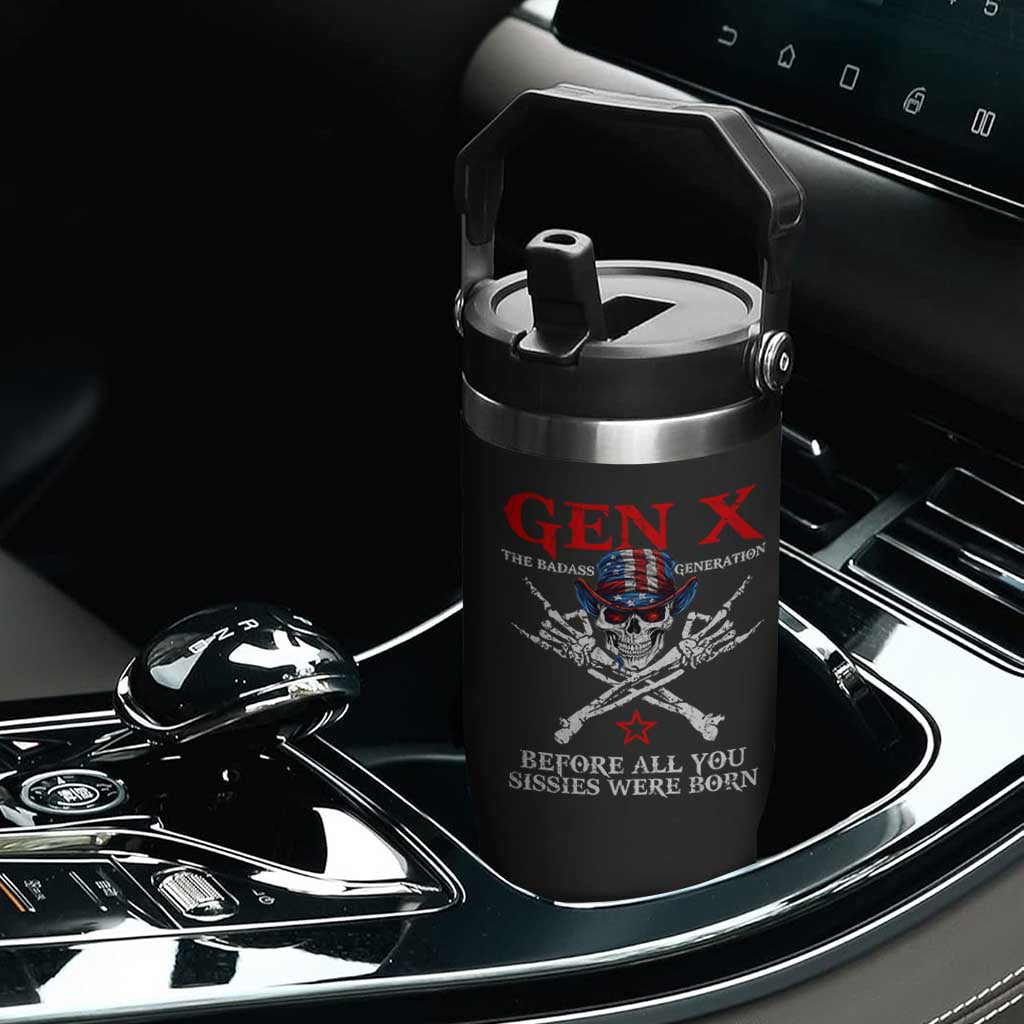 Gen X The Badasss Generation Flip Straw Tumbler Before All You Sissie were Born Skull Rock Hand TS10 Print Your Wear