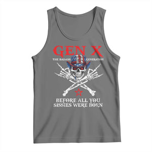 Gen X The Badasss Generation Tank Top Before All You Sissie were Born Skull Rock Hand TS10 Black Heather Print Your Wear