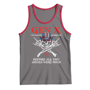 Gen X The Badasss Generation Tank Top Before All You Sissie were Born Skull Rock Hand TS10 Deep Heather Red Print Your Wear