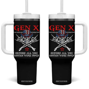 Gen X The Badasss Generation Tumbler With Handle Before All You Sissie were Born Skull Rock Hand TS10 One Size: 40 oz Black Print Your Wear