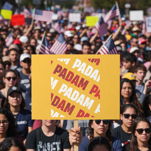 Pride Month Protest Sign Padam Padam Heartbeat LGBTQ TS10 Horizontal 18" × 24" Yellow Print Your Wear