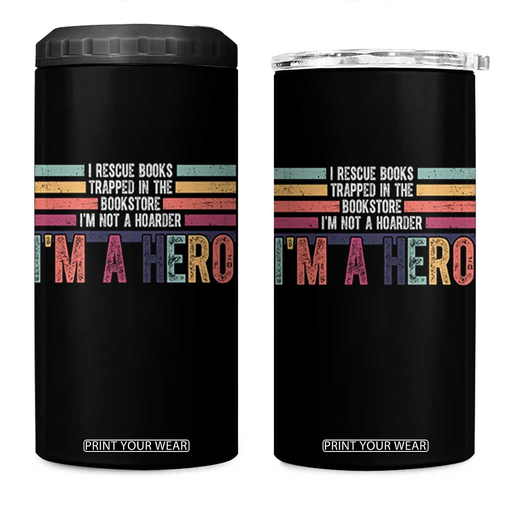 Book Lover 4 in 1 Can Cooler Tumbler I Rescue Books TS10 One Size: 16 oz Black Print Your Wear