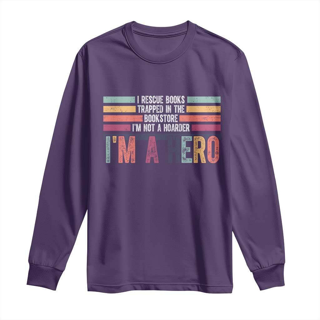 Book Lover Long Sleeve Shirt I Rescue Books TS10 Purple Print Your Wear