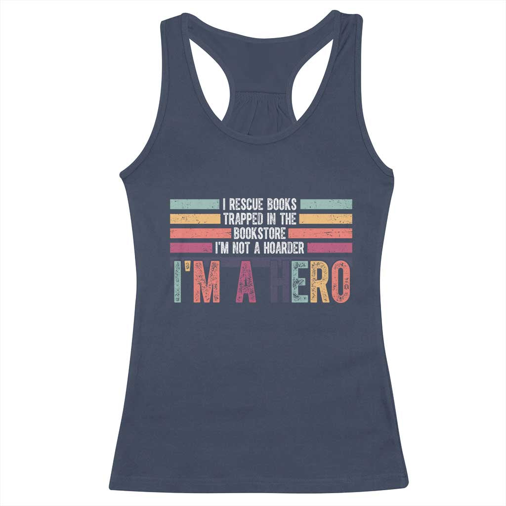 Book Lover Racerback Tank Top I Rescue Books TS10 Navy Print Your Wear