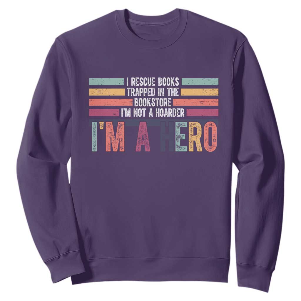 Book Lover Sweatshirt I Rescue Books TS10 Purple Print Your Wear