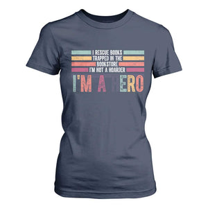 Book Lover T Shirt For Women I Rescue Books TS10 Navy Print Your Wear