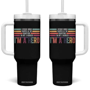 Book Lover Tumbler With Handle I Rescue Books TS10 One Size: 40 oz Black Print Your Wear