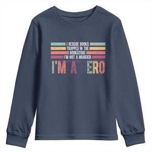 Book Lover Youth Sweatshirt I Rescue Books TS10 Navy Print Your Wear