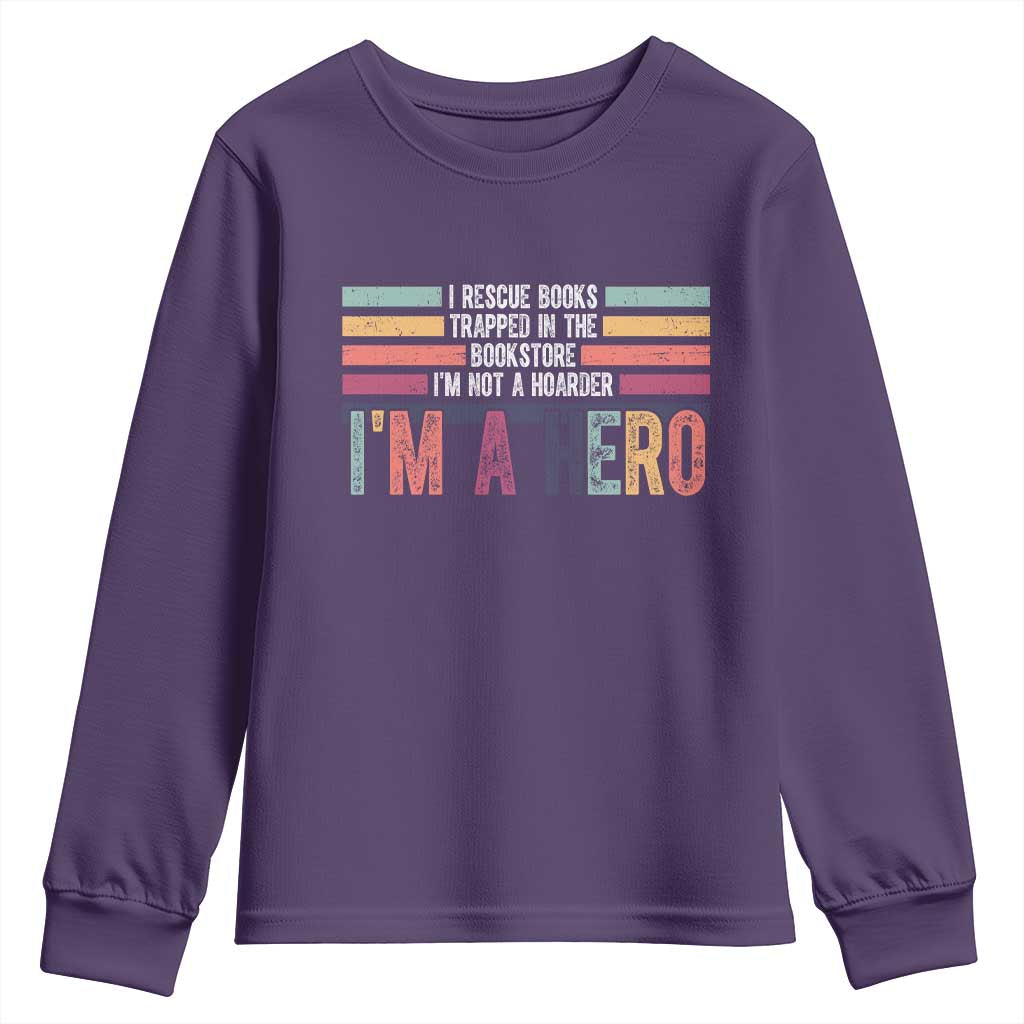 Book Lover Youth Sweatshirt I Rescue Books TS10 Purple Print Your Wear