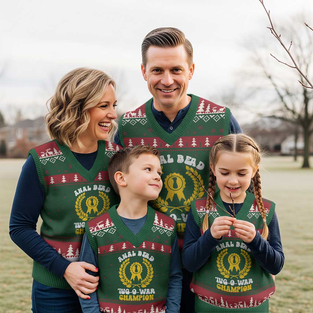 Bead Tug O War Champion V-Neck Knit Sweater Vest Funny Sarcastic Saying Weird Gag Gift TS10 Red Green Print Your Wear