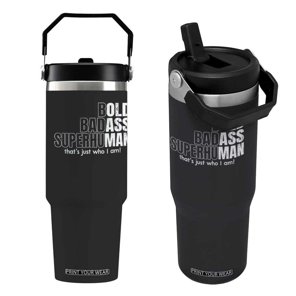 Funny Bald Dad Flip Straw Tumbler Old Man Saying Gag Gift Fathers Day TS10 One Size: 30 oz Black Print Your Wear