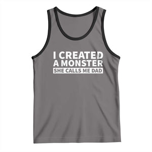 Funny Girl Dad Tank Top I Created A Monster She Calls Me Dad Saying Humor TS10 Deep Heather Black Print Your Wear