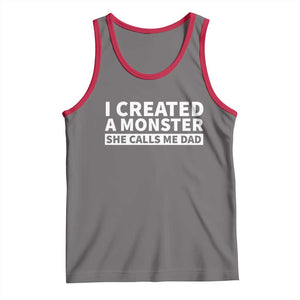 Funny Girl Dad Tank Top I Created A Monster She Calls Me Dad Saying Humor TS10 Deep Heather Red Print Your Wear