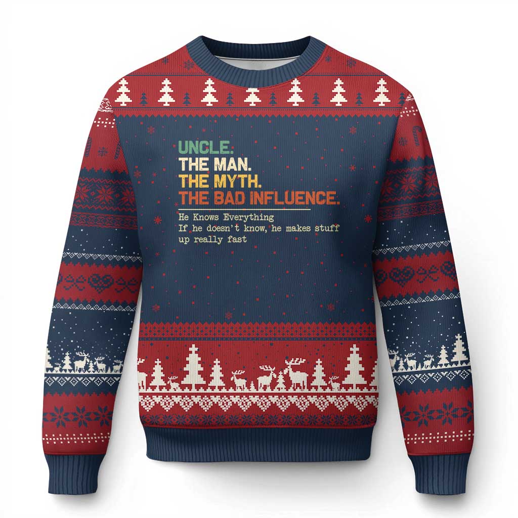 Funny Uncle Ugly Christmas Sweater Best Funny Uncle Fathers Day TS10 Navy Red Print Your Wear