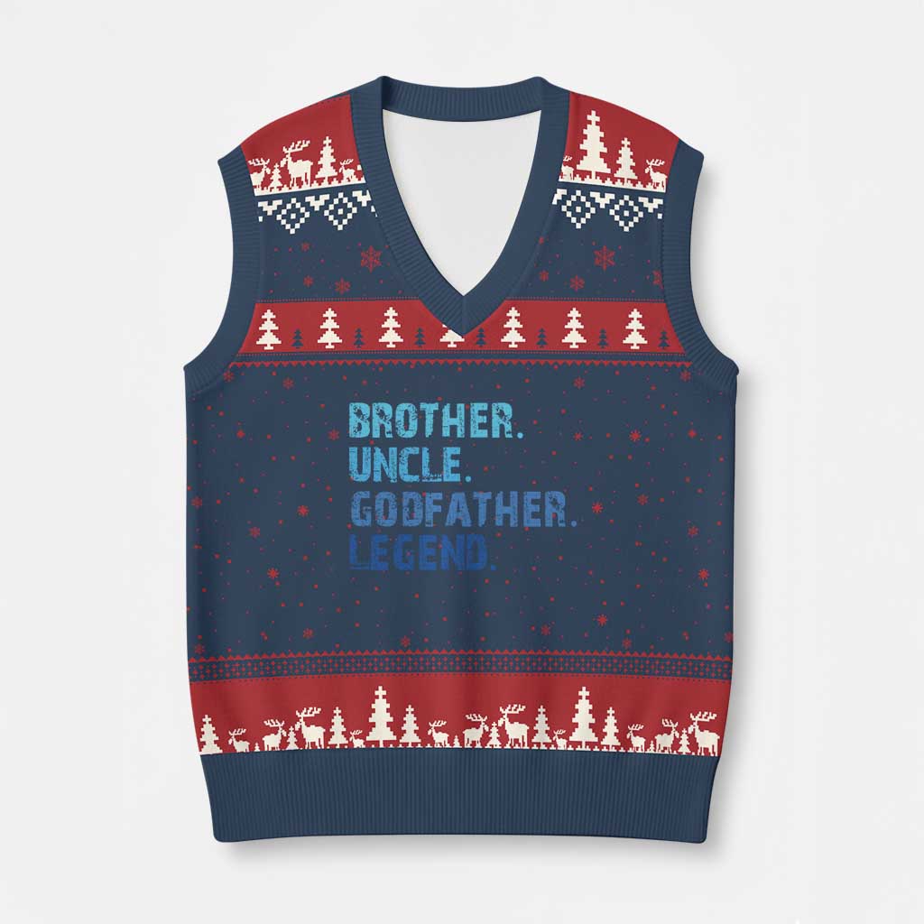 Brother Uncle Godfather Legend V-Neck Knit Sweater Vest Best Funny Uncle Fathers Day TS10 Navy Red Print Your Wear