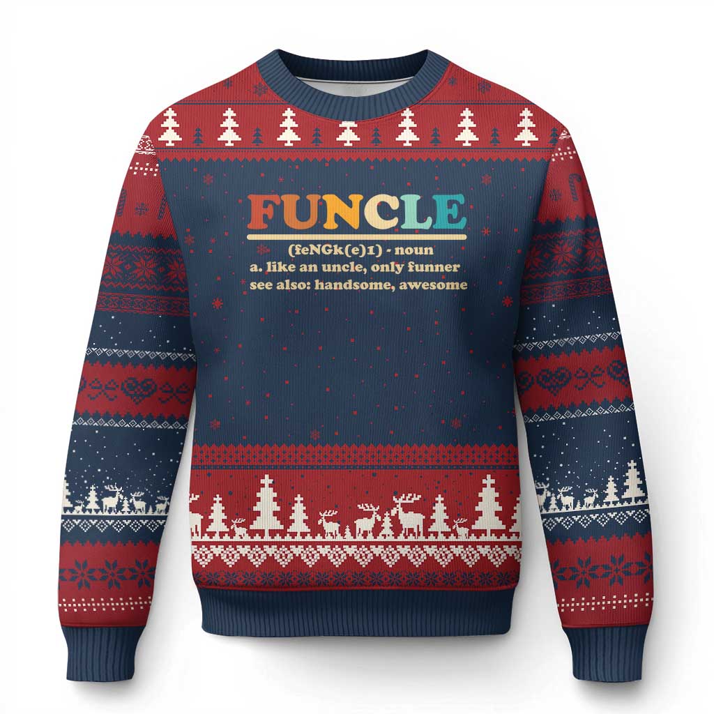 Funcle Funny Uncle Ugly Christmas Sweater Like An Uncle Only Funner Fathers Day TS10 Navy Red Print Your Wear