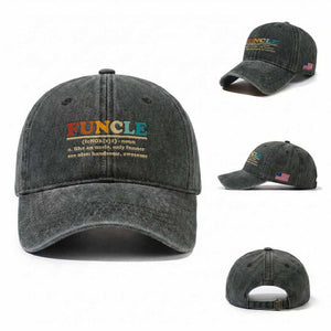 Funcle Funny Uncle Washed Cotton Baseball Cap Like An Uncle Only Funner Fathers Day TS10 Washed Cap Universal Fit Dark Green Print Your Wear