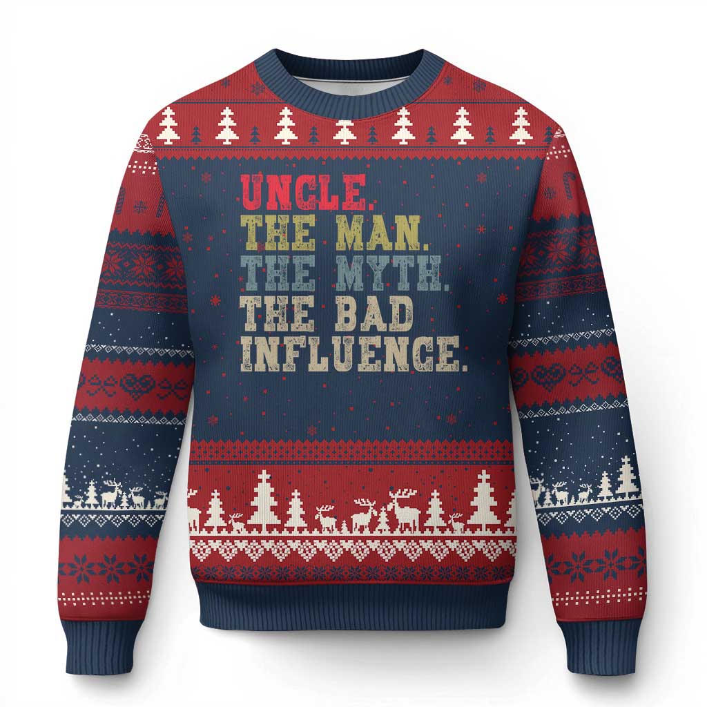Retro Uncle Ugly Christmas Sweater Best Funny Uncle Fathers Day TS10 Navy Red Print Your Wear