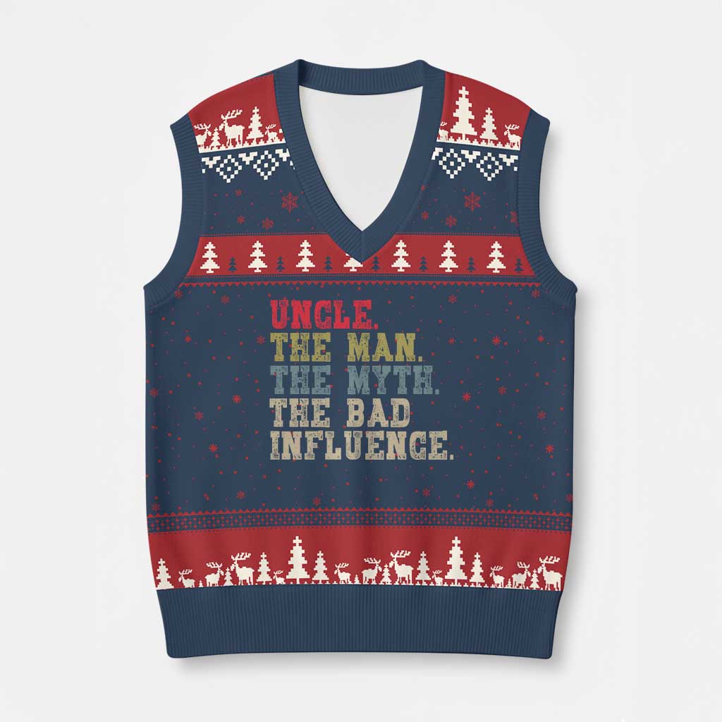 Retro Uncle V-Neck Knit Sweater Vest Best Funny Uncle Fathers Day TS10 Navy Red Print Your Wear