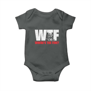 WTF Wheres The Fire Baby Onesie Funny Fireman Firefighter TS10 Dark Heather Print Your Wear