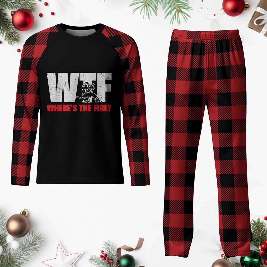 WTF Wheres The Fire Plaid Pajama Set Funny Fireman Firefighter TS10 Buffalo Plaid Print Your Wear