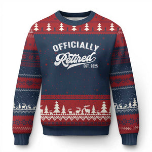 Officially Retired 2025 Ugly Christmas Sweater Vintage Retirement TS10 Navy Red Print Your Wear