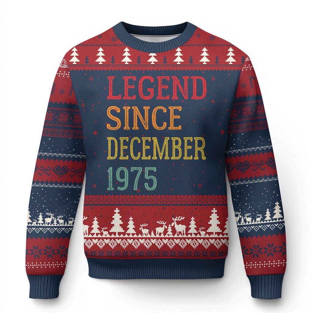 Legend Since December 1975 Ugly Christmas Sweater Vintage Retro 50th Birthday Gifts TS10 Navy Red Print Your Wear