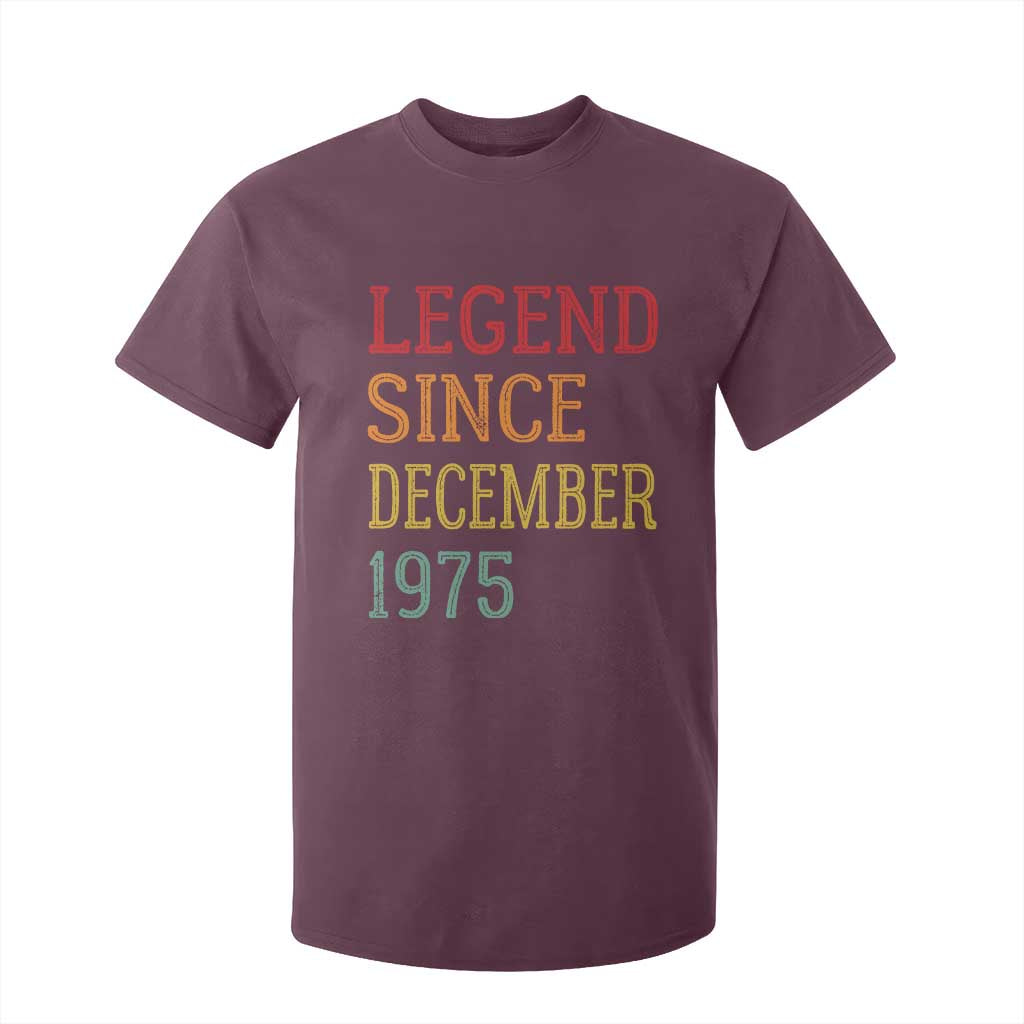 Legend Since December 1975 T Shirt For Kid Vintage Retro 50th Birthday Gifts TS10 Maroon Print Your Wear