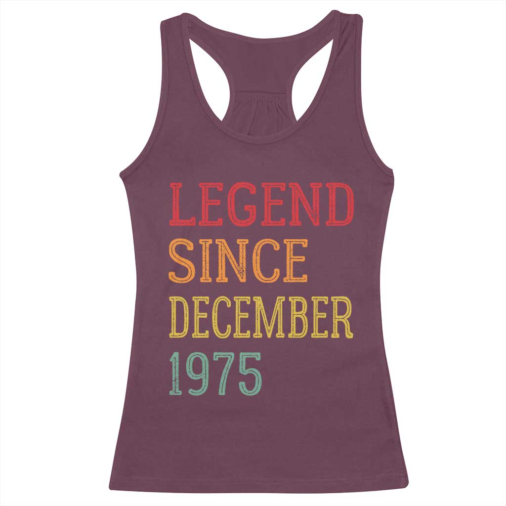 Legend Since December 1975 Racerback Tank Top Vintage Retro 50th Birthday Gifts TS10 Maroon Print Your Wear
