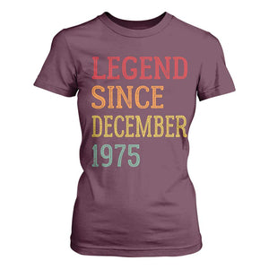 Legend Since December 1975 T Shirt For Women Vintage Retro 50th Birthday Gifts TS10 Maroon Print Your Wear