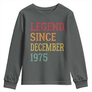 Legend Since December 1975 Youth Sweatshirt Vintage Retro 50th Birthday Gifts TS10 Dark Heather Print Your Wear