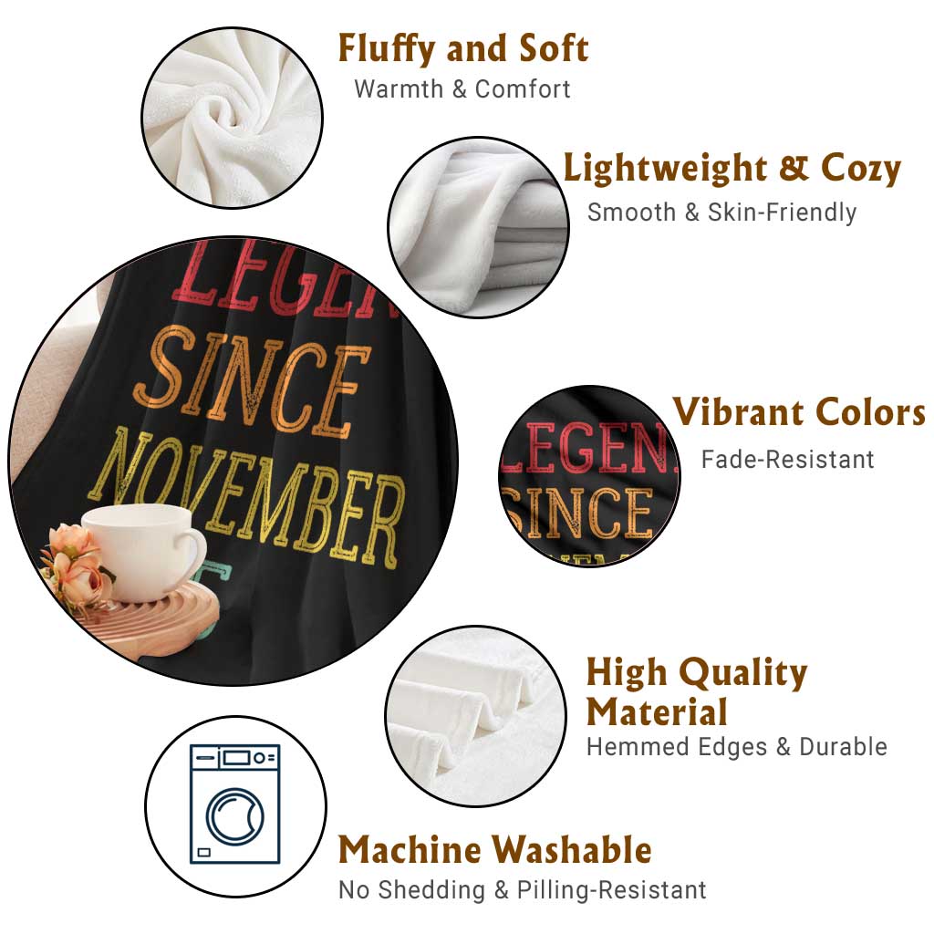 Legend Since November 1975 Throw Blanket Vintage Retro 50th Birthday Gifts TS10 Print Your Wear