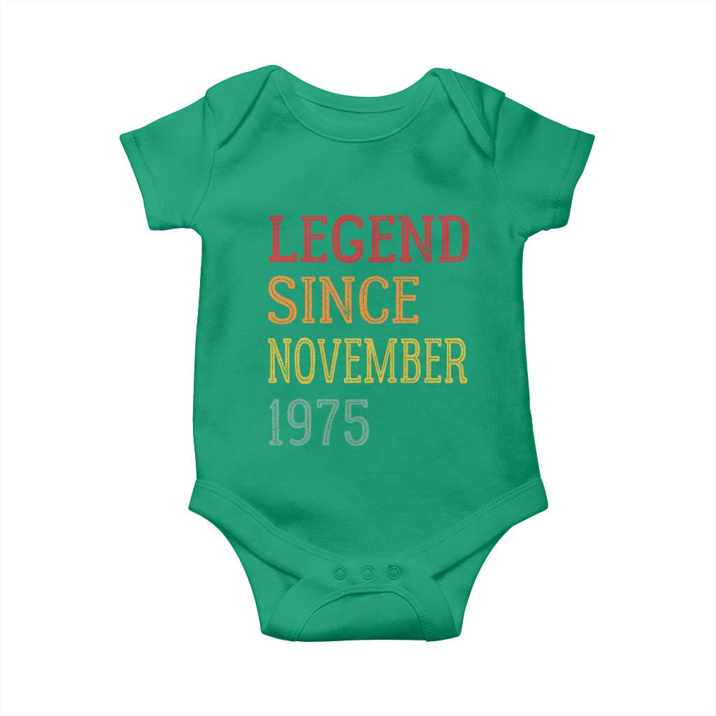 Legend Since November 1975 Baby Onesie Vintage Retro 50th Birthday Gifts TS10 Irish Green Print Your Wear