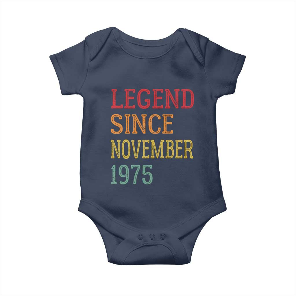 Legend Since November 1975 Baby Onesie Vintage Retro 50th Birthday Gifts TS10 Navy Print Your Wear