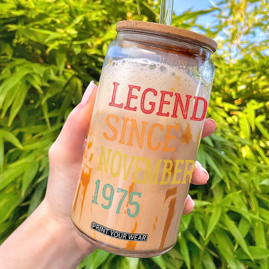 Legend Since November 1975 Glass Can Vintage Retro 50th Birthday Gifts TS10 Black Print Your Wear