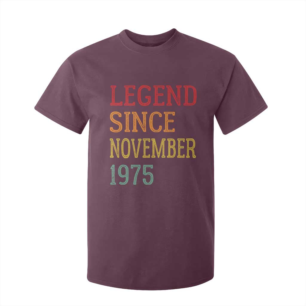 Legend Since November 1975 T Shirt For Kid Vintage Retro 50th Birthday Gifts TS10 Maroon Print Your Wear