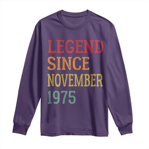 Legend Since November 1975 Long Sleeve Shirt Vintage Retro 50th Birthday Gifts TS10 Purple Print Your Wear