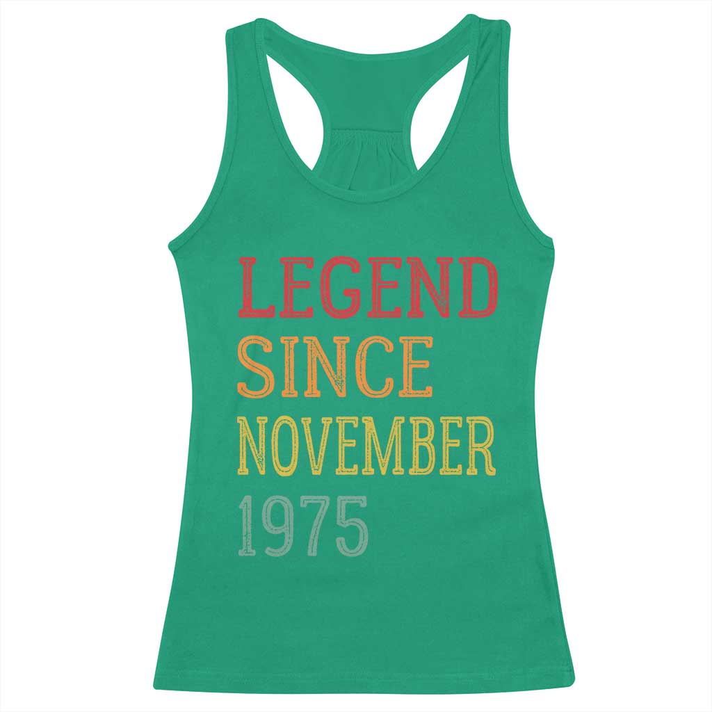 Legend Since November 1975 Racerback Tank Top Vintage Retro 50th Birthday Gifts TS10 Irish Green Print Your Wear