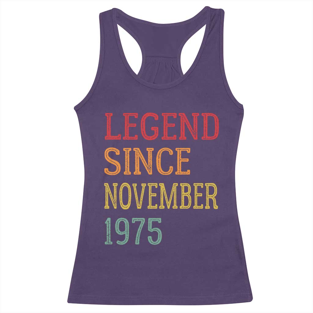 Legend Since November 1975 Racerback Tank Top Vintage Retro 50th Birthday Gifts TS10 Purple Print Your Wear